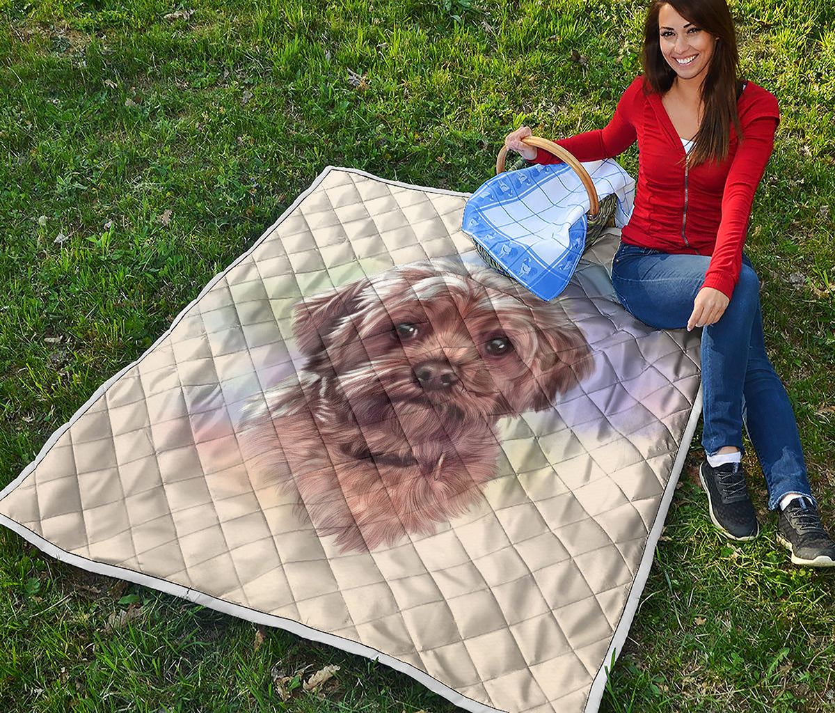 Yorkshire Terrier Portrait Print Quilt