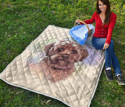 Yorkshire Terrier Portrait Print Quilt
