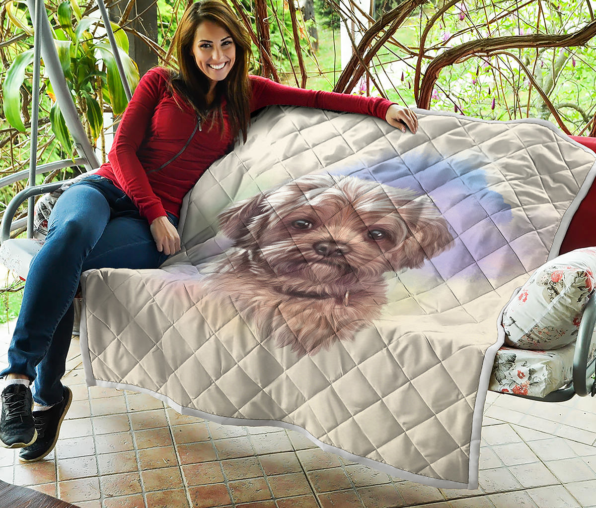 Yorkshire Terrier Portrait Print Quilt