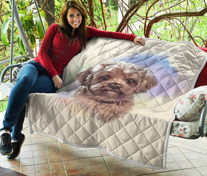 Yorkshire Terrier Portrait Print Quilt