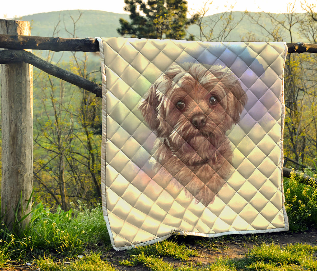 Yorkshire Terrier Portrait Print Quilt