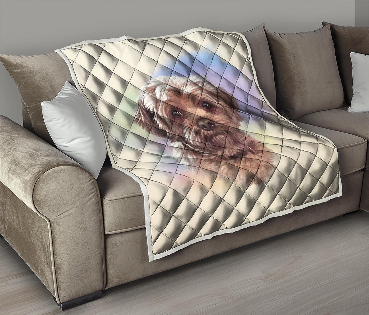 Yorkshire Terrier Portrait Print Quilt