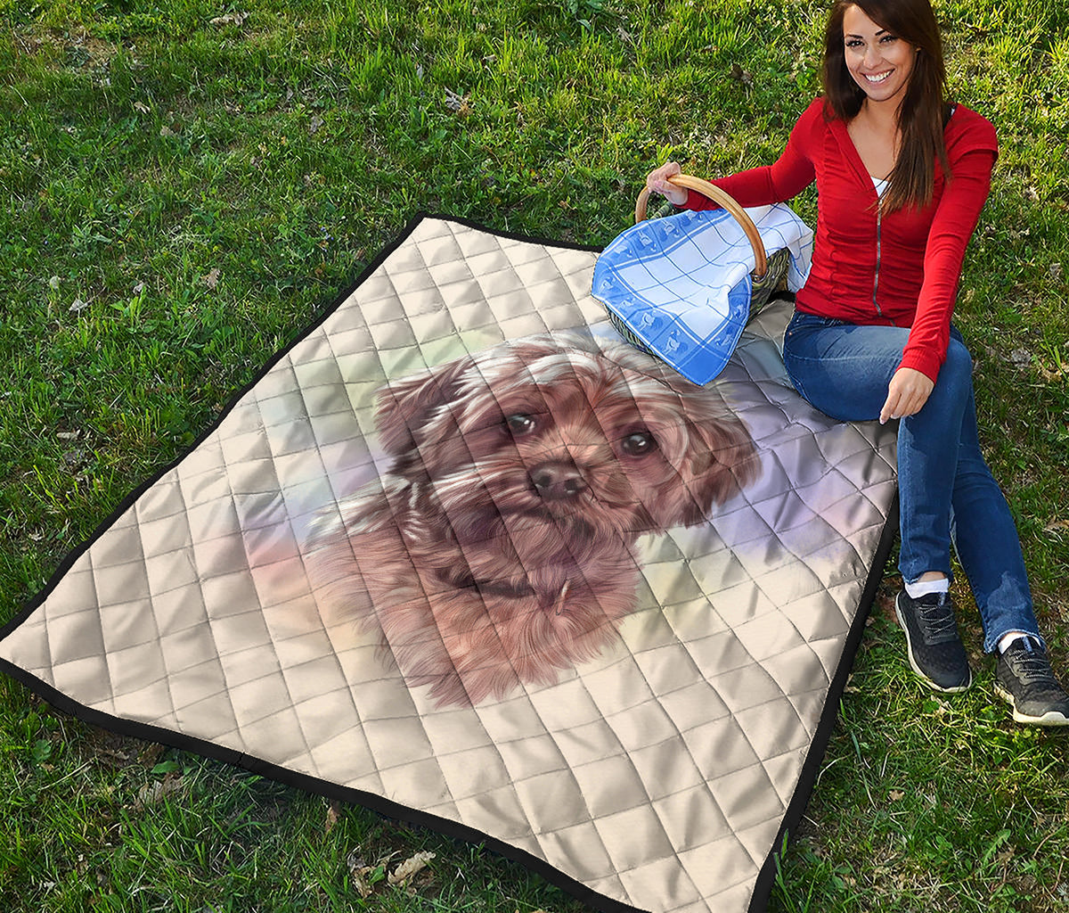 Yorkshire Terrier Portrait Print Quilt