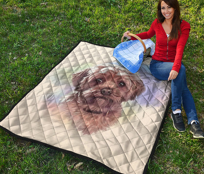 Yorkshire Terrier Portrait Print Quilt