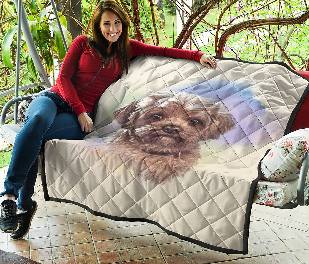 Yorkshire Terrier Portrait Print Quilt