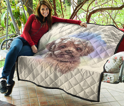 Yorkshire Terrier Portrait Print Quilt