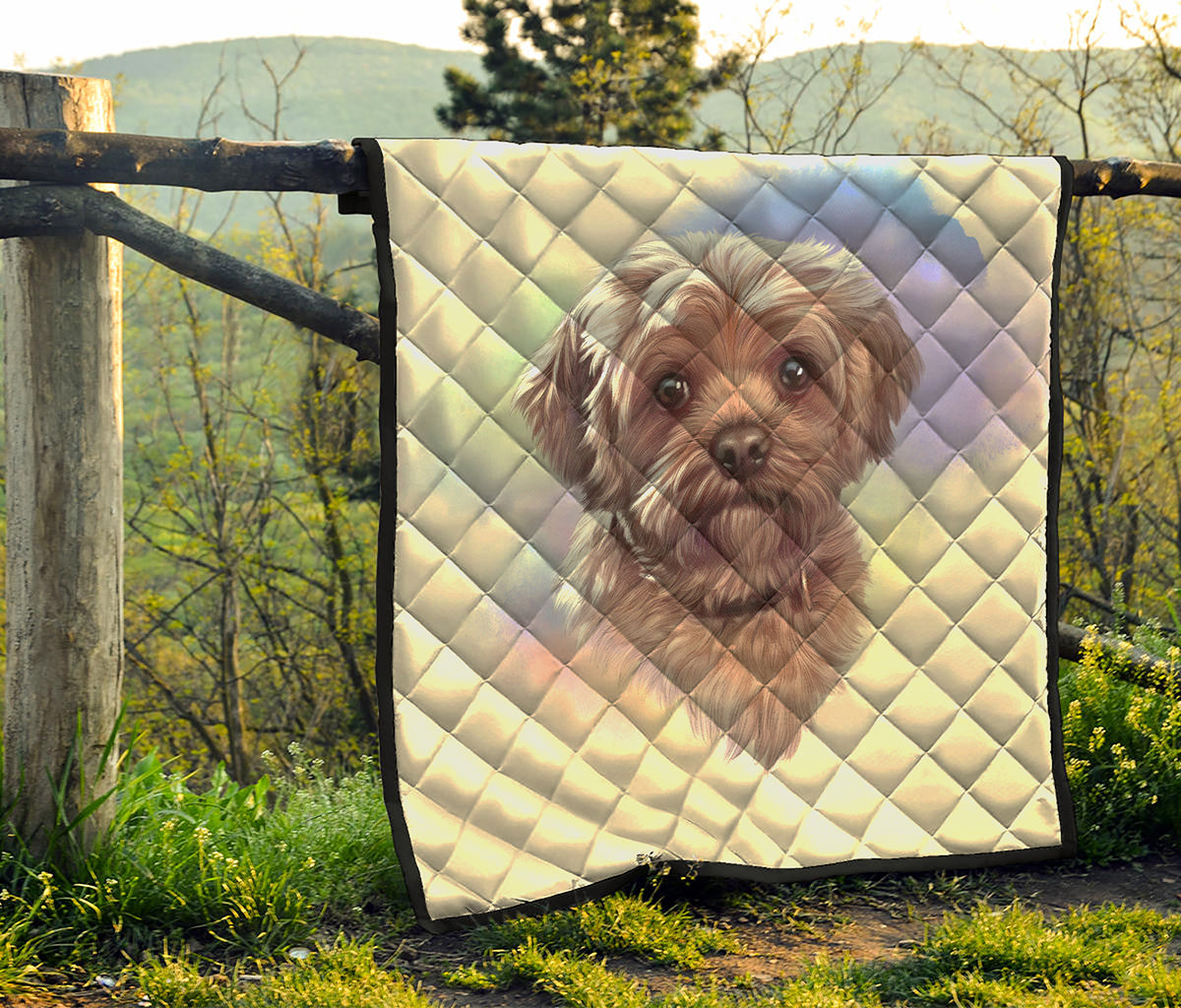 Yorkshire Terrier Portrait Print Quilt