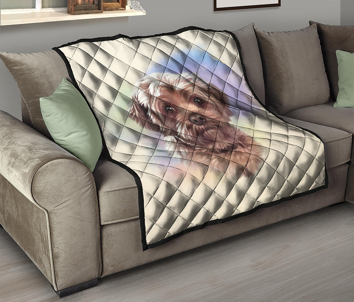 Yorkshire Terrier Portrait Print Quilt