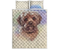 Yorkshire Terrier Portrait Print Quilt Bed Set