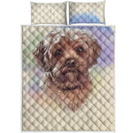 Yorkshire Terrier Portrait Print Quilt Bed Set