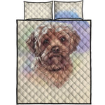 Yorkshire Terrier Portrait Print Quilt Bed Set