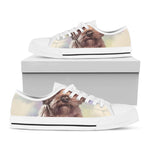 Yorkshire Terrier Portrait Print White Low Top Shoes