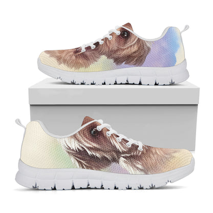 Yorkshire Terrier Portrait Print White Sneakers