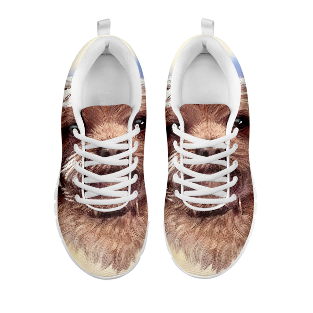 Yorkshire Terrier Portrait Print White Sneakers