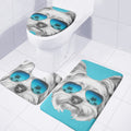 Yorkshire Terrier With Sunglasses Print 3 Piece Bath Mat Set