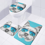 Yorkshire Terrier With Sunglasses Print 3 Piece Bath Mat Set