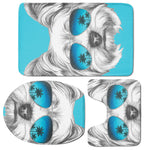 Yorkshire Terrier With Sunglasses Print 3 Piece Bath Mat Set