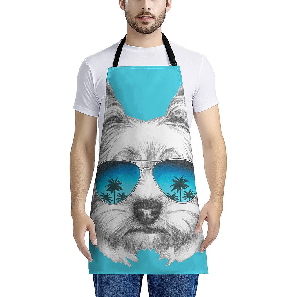 Yorkshire Terrier With Sunglasses Print Apron