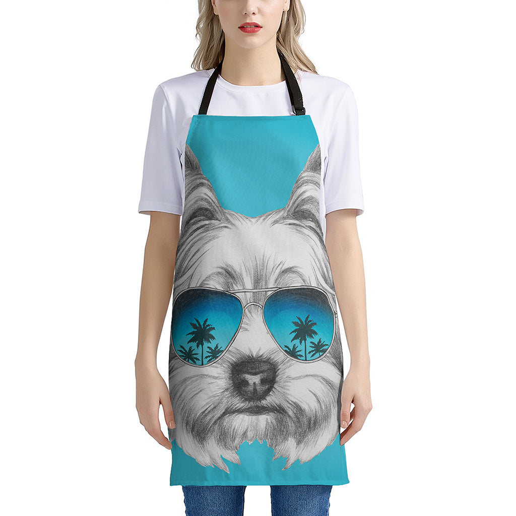 Yorkshire Terrier With Sunglasses Print Apron