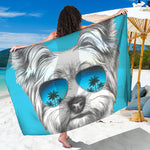 Yorkshire Terrier With Sunglasses Print Beach Sarong Wrap