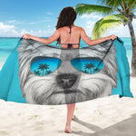 Yorkshire Terrier With Sunglasses Print Beach Sarong Wrap