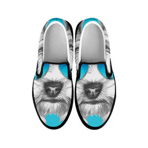 Yorkshire Terrier With Sunglasses Print Black Slip On Shoes