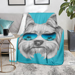 Yorkshire Terrier With Sunglasses Print Blanket