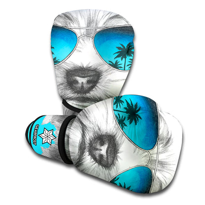 Yorkshire Terrier With Sunglasses Print Boxing Gloves