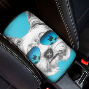 Yorkshire Terrier With Sunglasses Print Car Center Console Cover
