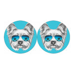 Yorkshire Terrier With Sunglasses Print Car Coasters