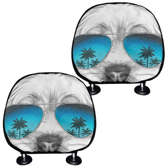 Yorkshire Terrier With Sunglasses Print Car Headrest Covers