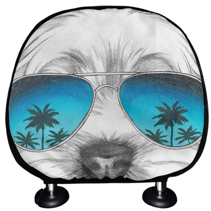 Yorkshire Terrier With Sunglasses Print Car Headrest Covers