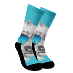 Yorkshire Terrier With Sunglasses Print Crew Socks