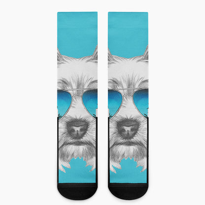 Yorkshire Terrier With Sunglasses Print Crew Socks