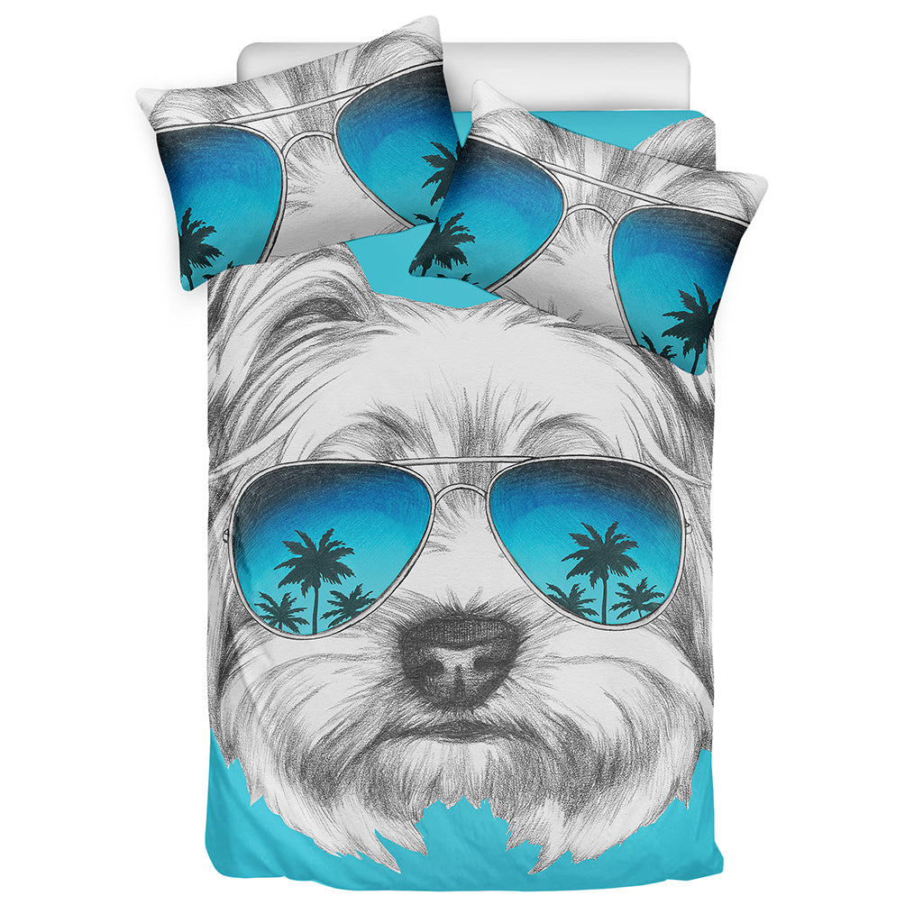 Yorkshire Terrier With Sunglasses Print Duvet Cover Bedding Set