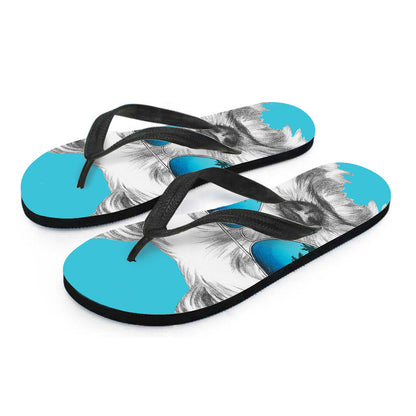 Yorkshire Terrier With Sunglasses Print Flip Flops