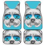 Yorkshire Terrier With Sunglasses Print Front and Back Car Floor Mats