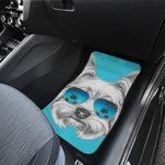 Yorkshire Terrier With Sunglasses Print Front and Back Car Floor Mats