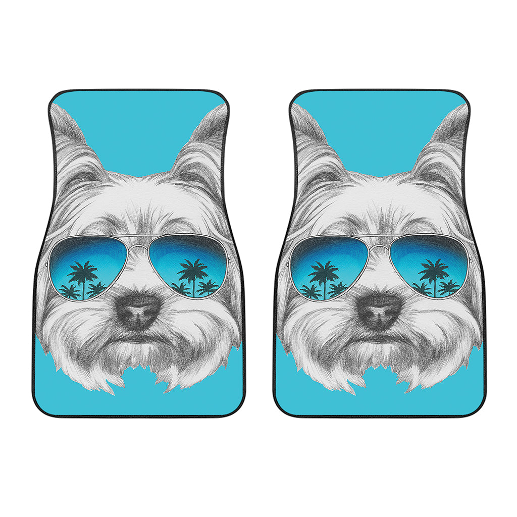 Yorkshire Terrier With Sunglasses Print Front Car Floor Mats