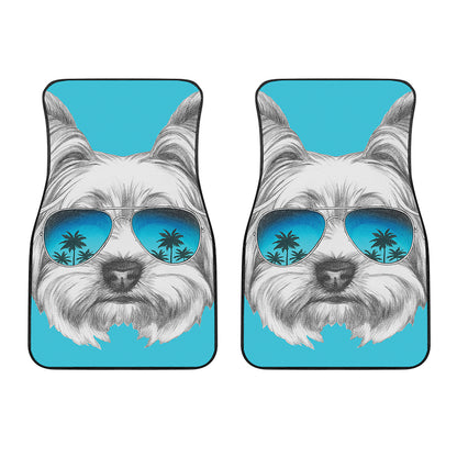 Yorkshire Terrier With Sunglasses Print Front Car Floor Mats