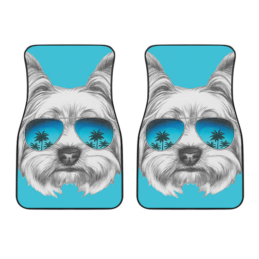 Yorkshire Terrier With Sunglasses Print Front Car Floor Mats