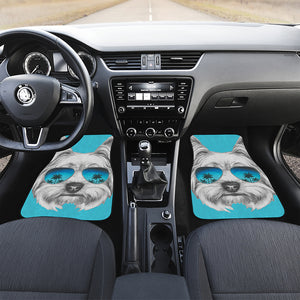 Yorkshire Terrier With Sunglasses Print Front Car Floor Mats
