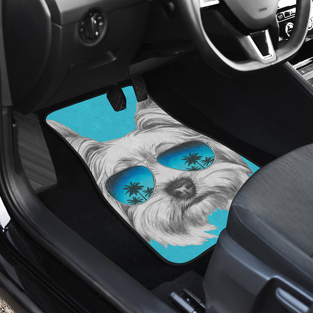 Yorkshire Terrier With Sunglasses Print Front Car Floor Mats