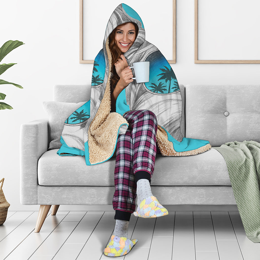 Yorkshire Terrier With Sunglasses Print Hooded Blanket