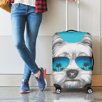 Yorkshire Terrier With Sunglasses Print Luggage Cover