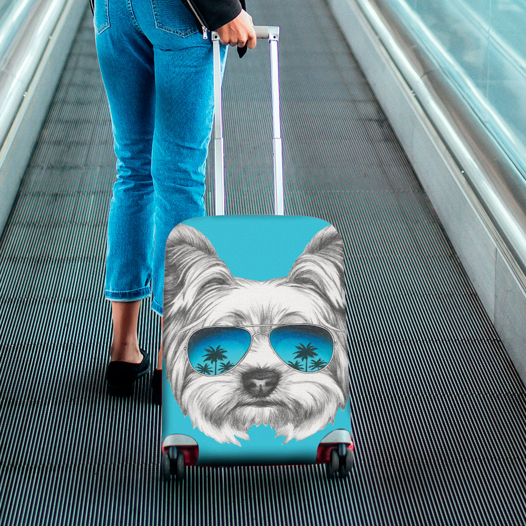 Yorkshire Terrier With Sunglasses Print Luggage Cover