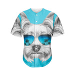 Yorkshire Terrier With Sunglasses Print Men's Baseball Jersey