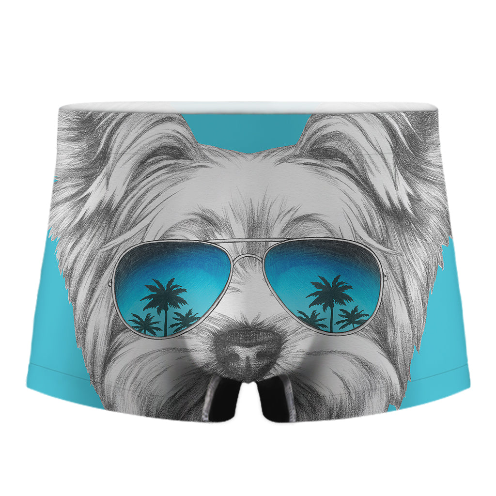 Yorkshire Terrier With Sunglasses Print Men's Boxer Briefs