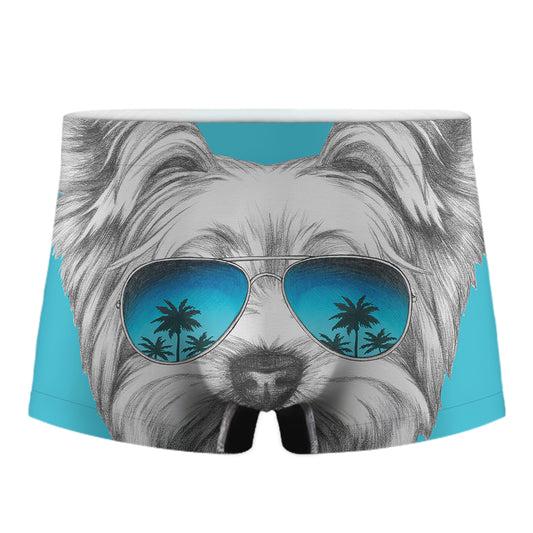 Yorkshire Terrier With Sunglasses Print Men's Boxer Briefs