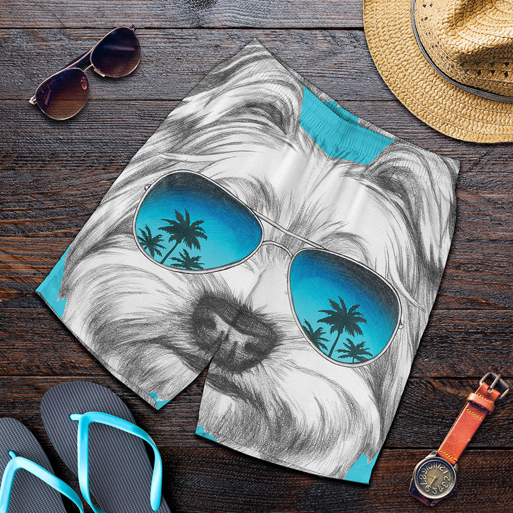 Yorkshire Terrier With Sunglasses Print Men's Shorts